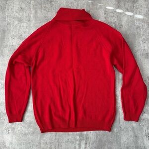 Vintage 90s red turtleneck sweater capsule wardrobe career wear staple piece